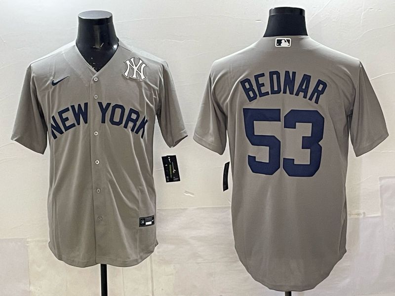 Men New York Yankees #53 Bednar Grey Game Nike MLB 2025 Jersey 09->new york yankees->MLB Jersey